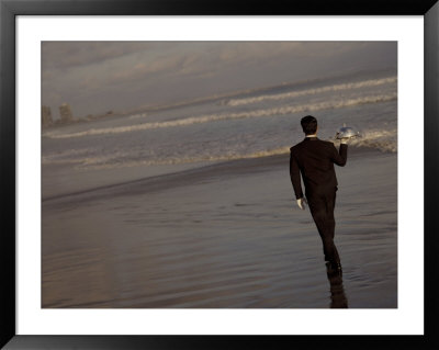 Waiter With Serving Platter By The Sea by Stewart Cohen Pricing Limited Edition Print image