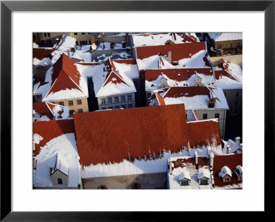 Snow On Rooftops Of Old Riga Town Seen From Spire Of St. John's Church, Riga, Latvia by Jonathan Smith Pricing Limited Edition Print image