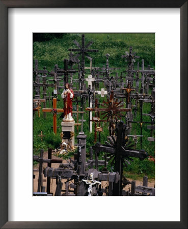 Crucifixes Surrounding Statue On Hill Of Crosses, Siauliai, Lithuania by Pershouse Craig Pricing Limited Edition Print image