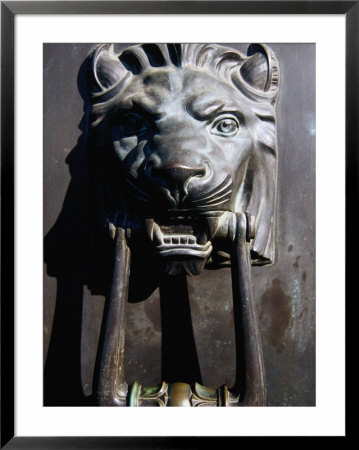 Decorative Lion Door Knockers On Colonial-Era City Hall, Near Padang, Singapore, Singapore by Glenn Beanland Pricing Limited Edition Print image