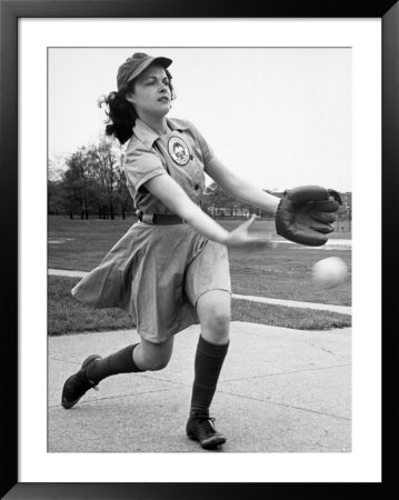 Pro Baseball Pitcher For Rockford Peaches, Caroline Morris, Demonstrating Her Underhanded Delivery by Wallace Kirkland Pricing Limited Edition Print image