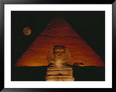 A View Of The Great Sphinx And The Chephren Pyramid At Night by Bill Ellzey Pricing Limited Edition Print image