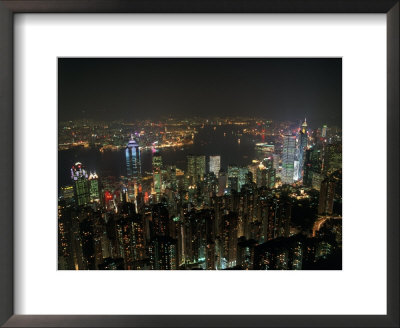 Elevated View Of Hong Kong Skyline At Night by David Ball Pricing Limited Edition Print image