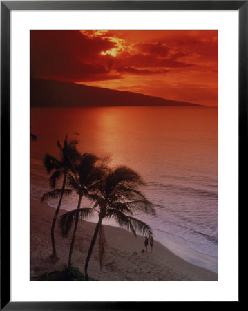 Aerial Of Tropical Beach At Sunset, Maui, Hi by Danny Daniels Pricing Limited Edition Print image
