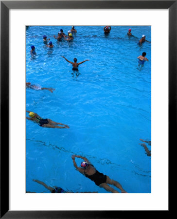 Water Aerobics In Pool At Kowloon Park, Hong Kong by Oliver Strewe Pricing Limited Edition Print image
