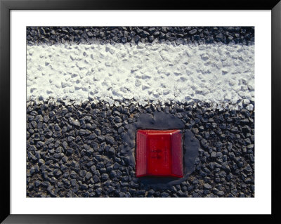 White Line And Red Reflective Marker Set Into The Road Bitumen, Australia by Jason Edwards Pricing Limited Edition Print image