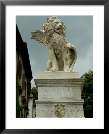Statue Of A Winged Lion With Shield, Asolo, Italy by Todd Gipstein Pricing Limited Edition Print image