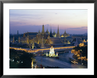 Wat Phra Kaew, The Temple Of The Emerald Buddha, And The Grand Palace At Dusk In Bangkok, Thailand by Gavin Hellier Pricing Limited Edition Print image