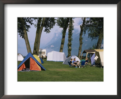 Camping At Wallensee, Churfirsten Range Near Wallenstadt, Switzerland by Walter Rawlings Pricing Limited Edition Print image