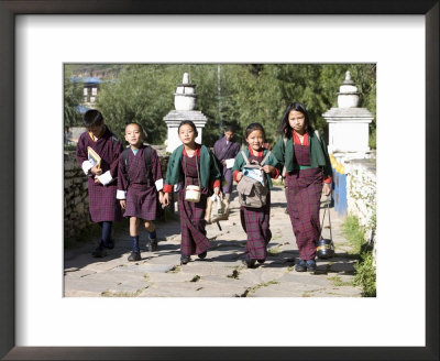 Bhutanese Children Going To School, Paro, Bhutan by Angelo Cavalli Pricing Limited Edition Print image