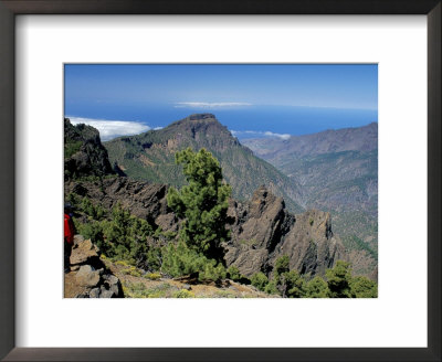 Trekker Looking At Surrounding Landscape, La Palma, Spain by Marco Simoni Pricing Limited Edition Print image