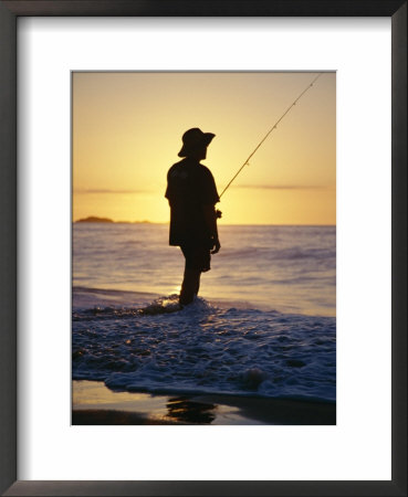 Fishing From The Beach At Sunrise, Australia by D H Webster Pricing Limited Edition Print image