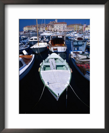 Fishing Boats In Harbour, Rovinj, Croatia by Damien Simonis Pricing Limited Edition Print image