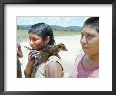 Gorotire Indian Girl With Pet Coati, Xingu, Brazil, South America by Robin Hanbury-Tenison Pricing Limited Edition Print image