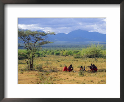 Bushland With Maasai Tribesmen, Mukogodo Hills, Laikihia, Kenya by N A Callow Pricing Limited Edition Print image