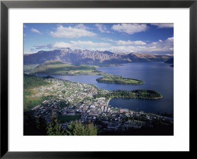 Elevated View Over Queenstown To The Eyre Mountain Range, Queenstown, South Island, New Zealand by Gavin Hellier Pricing Limited Edition Print image