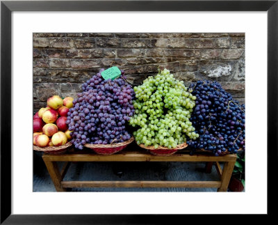 Grapes And Nectarines On A Bench At A Siena Market, Tuscany, Italy by Todd Gipstein Pricing Limited Edition Print image