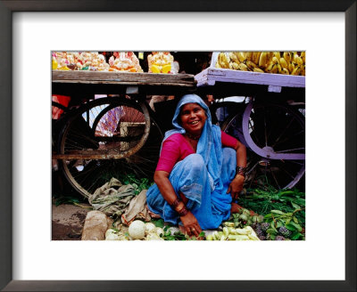Woman Selling Vegetables At Gulmandi Road Bazaar, Aurangabad, Maharashtra, India by Richard I'anson Pricing Limited Edition Print image