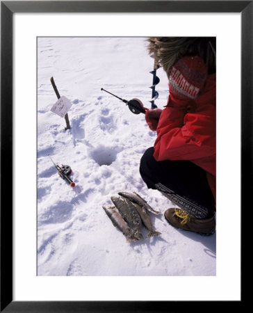 Ice Fishing, Gola Lake Area, Norway, Scandinavia by Adam Woolfitt Pricing Limited Edition Print image