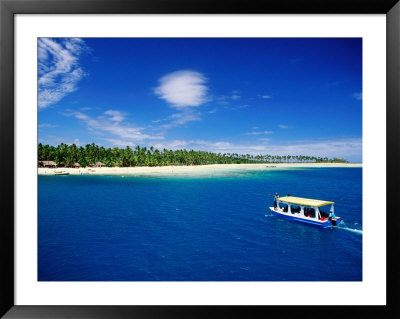 Boat In Lagoon, Plantation Island Resort, Fiji by Peter Hendrie Pricing Limited Edition Print image