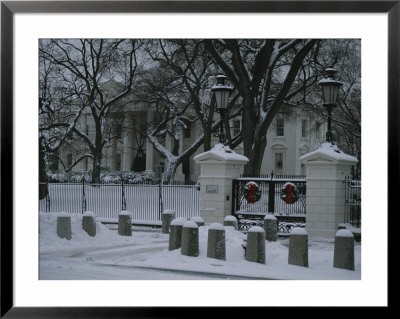 Christmas Wreaths Add A Touch Of Color To Snow-Covered White House by Stephen St. John Pricing Limited Edition Print image