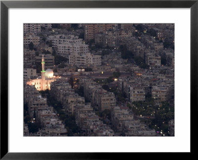 Aerial View Of City At Night Including A Floodlit Mosque, Damascus, Syria, Middle East by Christian Kober Pricing Limited Edition Print image