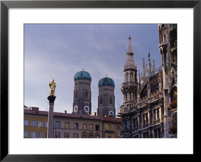 Frauenkirche Towers And Mariensaule (St. Mary's Column), Munich, Bavaria, Germany by Yadid Levy Pricing Limited Edition Print image