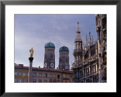 Frauenkirche Towers And Mariensaule (St. Mary's Column), Munich, Bavaria, Germany by Yadid Levy Pricing Limited Edition Print image