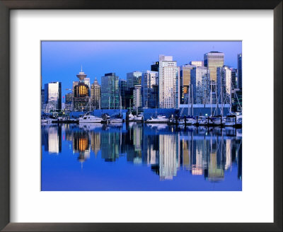 City Skyline And Coal Harbour, Dusk, Vancouver, Canada by David Tomlinson Pricing Limited Edition Print image
