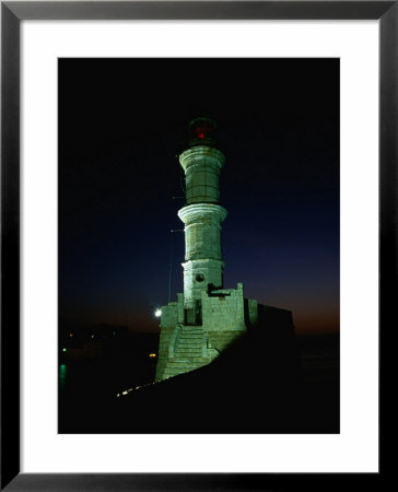 Hania Lighthouse At Night Hania, Crete, Greece by Glenn Beanland Pricing Limited Edition Print image