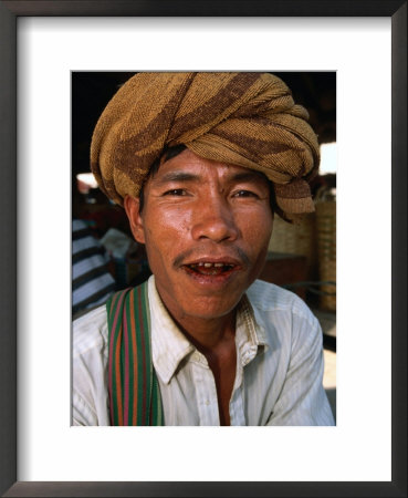 Portrait Of Man, Looking At Camera, Myanmar (Burma) by Frank Carter Pricing Limited Edition Print image