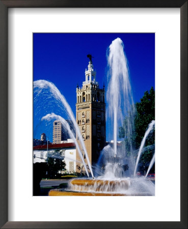 Fountain With Giralda Bell Tower Behind, Country Club Plaza, Kansas City, Usa by Richard Cummins Pricing Limited Edition Print image