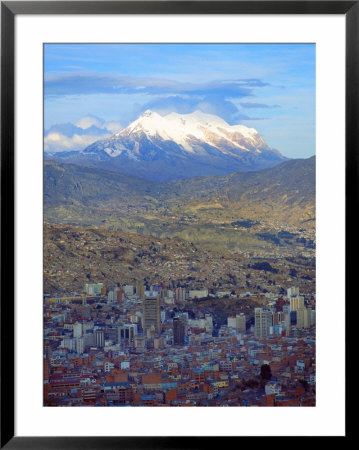 Aerial View Of The Capital With Snow-Covered Mountain In Background, La Paz, Bolivia by Jim Zuckerman Pricing Limited Edition Print image