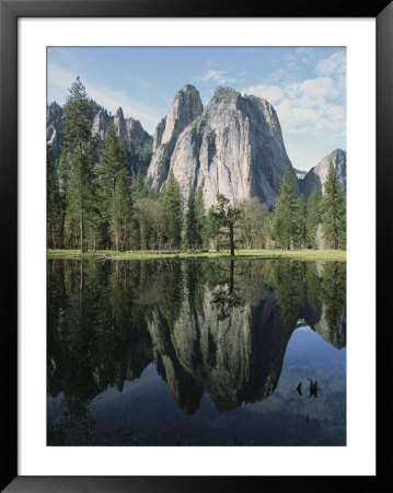 Cathedral Rocks And Reflection On The Surface Of Still Water by Marc Moritsch Pricing Limited Edition Print image