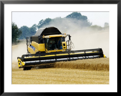 Yellow New Holland Combine Harvester Harvesting Wheat Field, Uk by Martin Page Pricing Limited Edition Print image