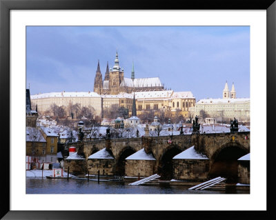 Snow Covered Prague Castle, Charles Bridge And Suburb Of Mala Strana by Richard Nebesky Pricing Limited Edition Print image
