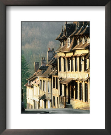 Row Of Timbered Houses Along Steep Hill, Lyons-La-Foret, Eure, Haute-Normandy, France by David Tomlinson Pricing Limited Edition Print image
