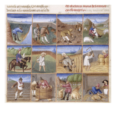 Calender Of The Twelve Months Showing Workers In The Fields, Le Rustican, 1459-1470 by Master Of Geneva Boccaccio Pricing Limited Edition Print image