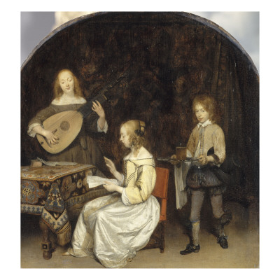 The Concert, Singer And Theorbo Player by Gerard Terborch Pricing Limited Edition Print image
