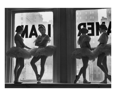Ballerinas Standing On Window Sill In Rehearsal Room, George Balanchine's School Of American Ballet by Alfred Eisenstaedt Pricing Limited Edition Print image