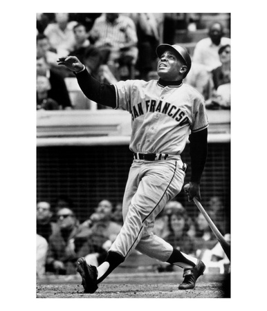 Baseball Player Willie Mays Watching Ball Clear Fence For Home Run In Game With Dodgers by Ralph Morse Pricing Limited Edition Print image
