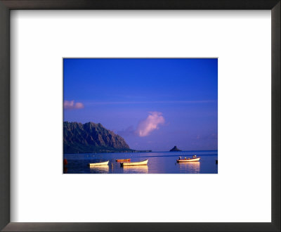 Boats On Kanehoe Bay With Chinaman's Hat In The Distance, Kaneohe, U.S.A. by Ann Cecil Pricing Limited Edition Print image