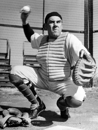 In His Second Film Happiest Every Spring, Actor Paul Douglas Plays A Catcher Resembling Yogi Berr by J. R. Eyerman Pricing Limited Edition Print image