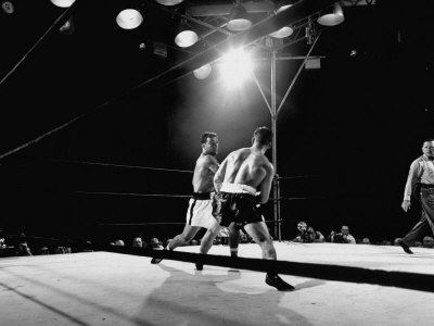 Boxing Match Between Rocky Marciano And Harry Matthews by Yale Joel Pricing Limited Edition Print image