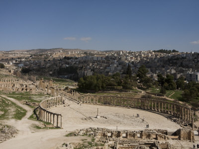Oval Plaza From Above With The Modern City Of Jerash Visible by Taylor S. Kennedy Pricing Limited Edition Print image