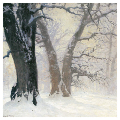 Snow Covered Oaks In The Sun by Eugen Bracht Pricing Limited Edition Print image