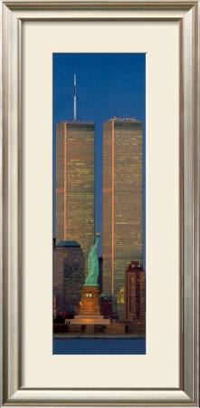 New York, New York - Statue Of Liberty & World Trade Center Towers by Jerry Driendl Pricing Limited Edition Print image