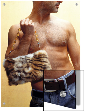 Shirtless Man Carrying An Animal Print Purse by S.C. Pricing Limited Edition Print image