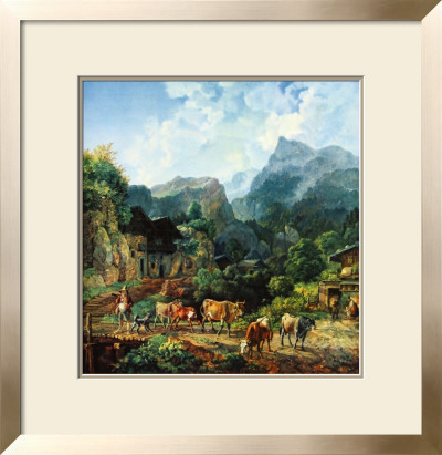 Morning In A Tirolese Village by Johann Heinrich Burkel Pricing Limited Edition Print image