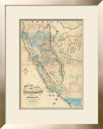 Map Of The State Of California, C.1853 by John B. Trask Pricing Limited Edition Print image